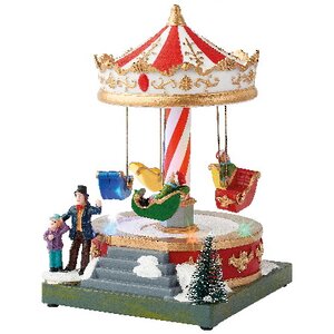 Светящаяся композиция Christmas Carrusel: Santa's Sleigh 19*12 см, с движением и музыкой, на батарейках Kaemingk фото 1