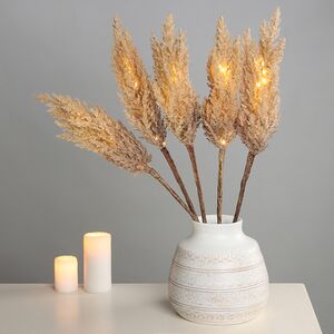 Светящаяся ветка для декора Pampas Caramel 70 см, теплые белые LED, на батарейках Kaemingk фото 1