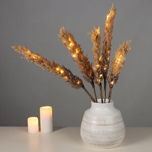 Светящаяся ветка для декора Cortaderia Brownie 70 см, теплые белые LED, на батарейках