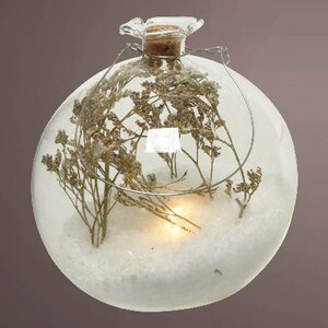 Светящийся шар с композицией Frozen Garden: Beige Herbs 10 см, на батарейках Kaemingk (Кейминг) фото 3