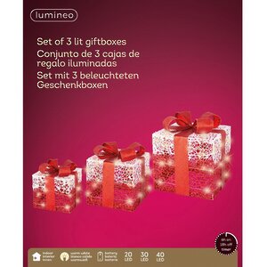 Светящиеся подарки под елку Elven Gift 15-30 см, 3 шт, 40 теплых белых LED ламп, на батарейках, IP20 Kaemingk фото 6