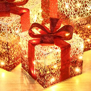 Светящиеся подарки под елку Elven Gift 15-30 см, 3 шт, 40 теплых белых LED ламп, на батарейках, IP20 Kaemingk фото 2