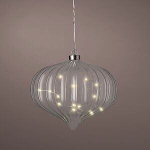 Подвесной светильник Луковка - Silver 20*21 см, 15 микро LED ламп, таймер, на батарейках, стекло 