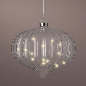 Подвесной светильник Луковка - Cristal Perfecto 21*20 см, 15 микро LED ламп, таймер, на батарейках, стекло