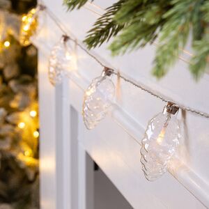 Светодиодная гирлянда Шишки - Cristal Perfecto 1.75 м, 8 теплых белых LED ламп, прозрачный ПВХ, на батарейках, IP20