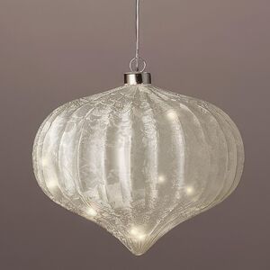 Подвесной светильник Луковка - Silver Perfecto 21*20 см, 15 микро LED ламп, таймер, на батарейках, стекло