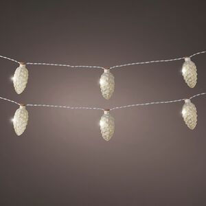 Светодиодная гирлянда Шишки Silver Perfecto 1.75 м, 8 теплых белых LED ламп, прозрачный ПВХ, на батарейках, IP20