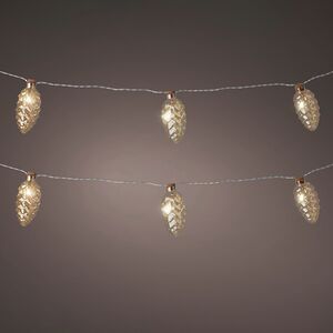 Светодиодная гирлянда Шишки Gold Perfecto 1.75 м, 8 теплых белых LED ламп, прозрачный ПВХ, на батарейках, IP20