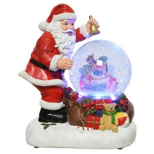 Новогодняя фигурка с снежным шаром Santa & Presents 25 см, с подсветкой и музыкой, на батарейках
