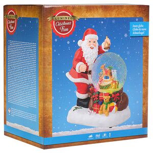 Новогодняя фигурка с снежным шаром Santa & Presents 25 см, с подсветкой и музыкой, на батарейках Kaemingk фото 9