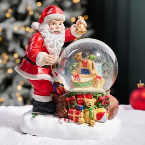 Новогодняя фигурка с снежным шаром Santa & Presents 25 см, с подсветкой и музыкой, на батарейках Kaemingk фото 2