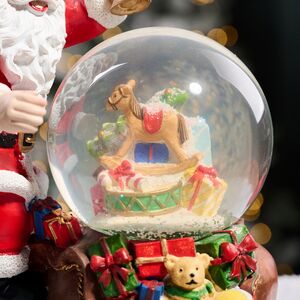 Новогодняя фигурка с снежным шаром Santa & Presents 25 см, с подсветкой и музыкой, на батарейках Kaemingk фото 4