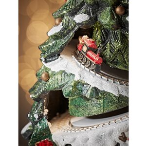 Светящаяся новогодняя композиция Нарядная елочка 38 см с движущимся поездом Kaemingk (Кейминг) фото 3