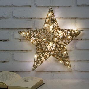 Светодиодная фигура Звезда Reggio Gold 40 см, 30 теплых белых LED ламп, на батарейках, IP20 Kaemingk фото 2