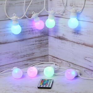 Гирлянда из лампочек Lollifray, 20 ламп c разноцветными RGB LED, 9.5 м, белый ПВХ, пульт управления, таймер, соединяемая, IP44