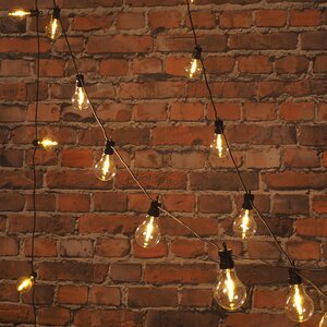 Ретро гирлянда Большие Лампочки, 20 ламп, теплые белые LED, 9.5 м, черный ПВХ, соединяемая, IP44