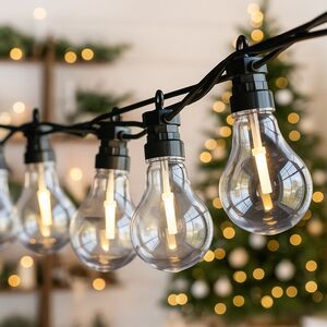 Ретро гирлянда Большие Лампочки, 20 ламп, теплые белые LED, 9.5 м, черный ПВХ, соединяемая, IP44 Kaemingk фото 5