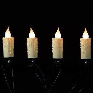 Гирлянда Гигантские оплавленные Cвечи 16 матовых белых ламп на клипсах 6 м, зеленый ПВХ, IP20 Kaemingk фото 2