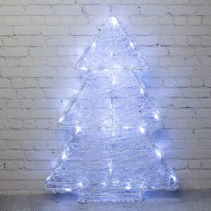 Светящаяся фигура Елка White Pearl 60 см, 60 холодных белых LED ламп с мерцанием, IP44