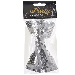 Карнавальный галстук-бабочка Silver Party с пайетками 13*8 см Koopman фото 1