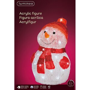 Светящаяся фигура Снеговик Пьер - Happy Holidays 35 см, 40 холодных белых LED ламп, на батарейках, IP44 Kaemingk фото 3