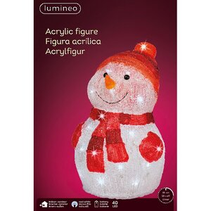 Светящаяся фигура Снеговик Пьер - Happy Holidays 35 см, 40 холодных белых LED ламп, на батарейках, IP44 Kaemingk фото 4