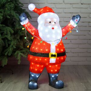 Светодиодная фигура Санта Клаус - Christmas is coming 88 см, 180 LED ламп с мерцанием, IP44, уцененная