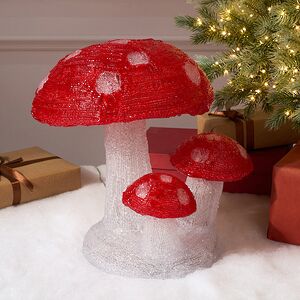 Светодиодная фигура Мухоморы 31 см, 60 холодных белых LED ламп, таймер, IP44 Kaemingk фото 4