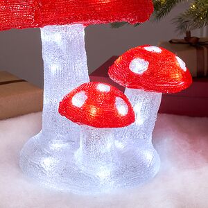 Светодиодная фигура Мухоморы 31 см, 60 холодных белых LED ламп, таймер, IP44 Kaemingk фото 2