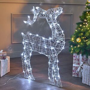 Светящаяся плоская фигура Олень Фостер 89 см, 60 холодных белых LED ламп с мерцанием, таймер, IP44 Kaemingk фото 3