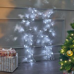 Светящаяся плоская фигура Олень Фостер 89 см, 60 холодных белых LED ламп с мерцанием, таймер, IP44 Kaemingk фото 5