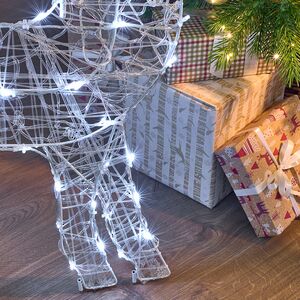 Светящаяся плоская фигура Олень Фостер 89 см, 60 холодных белых LED ламп с мерцанием, таймер, IP44 Kaemingk фото 4