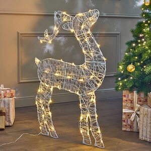 Светящаяся плоская фигура Олень Фостер 89 см, 60 теплых белых LED ламп с мерцанием, таймер, IP44 Kaemingk фото 3