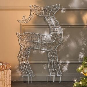 Светящаяся плоская фигура Олень Фостер 89 см, 60 холодных белых LED ламп с мерцанием, таймер, IP44 Kaemingk фото 7