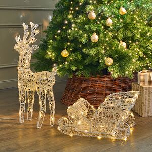 Светодиодный Олень Ливон и Волшебные Сани 47-66 см, 100 теплых белых LED ламп, IP44 Kaemingk фото 3