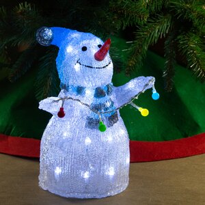 Светящаяся фигура Снеговик с гирляндой 33 см, 40 LED ламп, IP44 Kaemingk фото 1