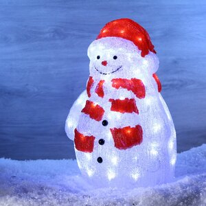 Светящаяся фигура Снеговик в полосатом шарфике 46 см, 80 LED ламп с мерцанием, IP44 Kaemingk фото 3