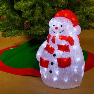 Светящаяся фигура Снеговик в полосатом шарфике 46 см, 80 LED ламп с мерцанием, IP44 Kaemingk фото 1