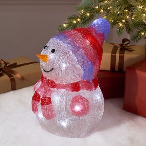 Светящаяся фигура Снеговик Frosty Violet 24 см, 20 LED ламп, на батарейках, IP44 Kaemingk фото 3