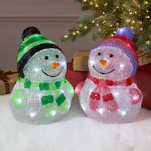 Светящаяся фигура Снеговик Frosty Violet 24 см, 20 LED ламп, на батарейках, IP44 Kaemingk фото 6