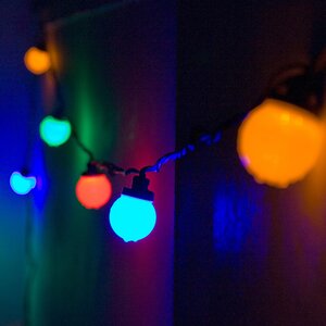 Гирлянда из лампочек Мона, разноцветные LED, черный ПВХ, IP44
