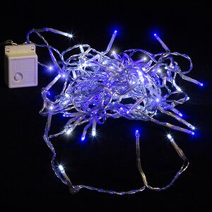 Светодиодная гирлянда нить Объемная 80 белых/синих LED ламп 6 м, прозрачный ПВХ, контроллер, IP44 Kaemingk фото 1