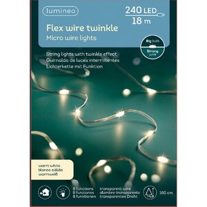 Светодиодная гирлянда Роса Микро Флекс 18 м, 240 теплых белых Led, серебряный провод, контроллер, IP44 Kaemingk (Кейминг) фото 6