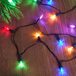 Светодиодная гирлянда Color Feast, разноцветные мини LED лампы, зеленый ПВХ, контроллер, таймер, IP20