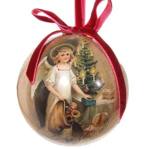 Елочный шар из папье-маше Рождественский Ангел 8 см ShiShi фото 1
