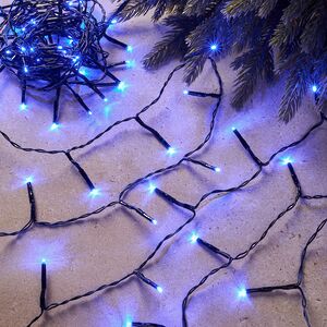 Светодиодная гирлянда нить Объемная синие LED лампы, черный ПВХ, контроллер, IP44