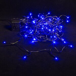 Светодиодная гирлянда нить Объемная синие LED лампы, черный ПВХ, контроллер, IP44