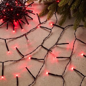 Светодиодная гирлянда нить Объемная красных LED ламп, черный ПВХ, контроллер, IP44