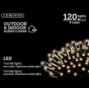 Светодиодная гирлянда нить Объемная 120 теплых белых LED ламп 9 м, черный ПВХ, контроллер, IP44 Kaemingk фото 5