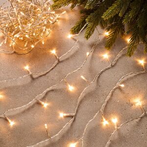 Светодиодная гирлянда нить Объемная теплые белые LED лампы, прозрачный ПВХ, контроллер, IP44